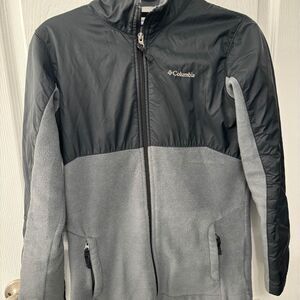 Boys Columbia size Large fleece lined jacket black and gray
